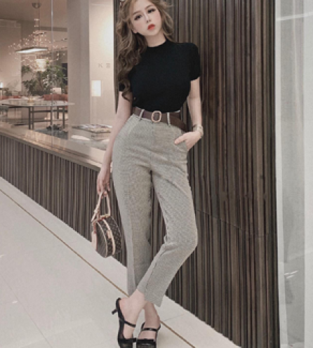 SET NGUYÊN BỘ THUN QUẦN TÂY CARO CÁ TÍNH (TẶNG KÈM BELT) - SJ761