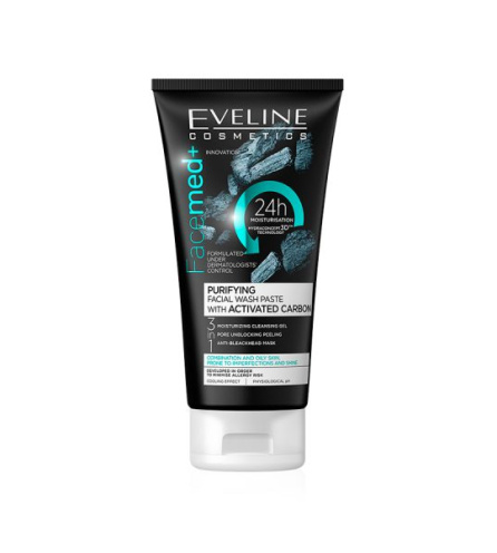 Eveline Facemed+ Purifying Facial Wash Paste with Activated Carbon – Sữa rửa mặt than hoạt tính thanh lọc da – 150ml