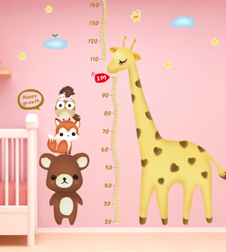 Decal Đo Chiều Cao Hươu Cao Cổ Và Những Người Bạn