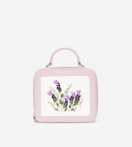 Túi Hộp Thêu Hoa Lavender - SAT 0259 - Màu Tím Nhạt