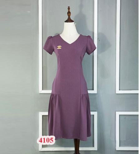Đầm suông màu tím chân dún bèo - C4105