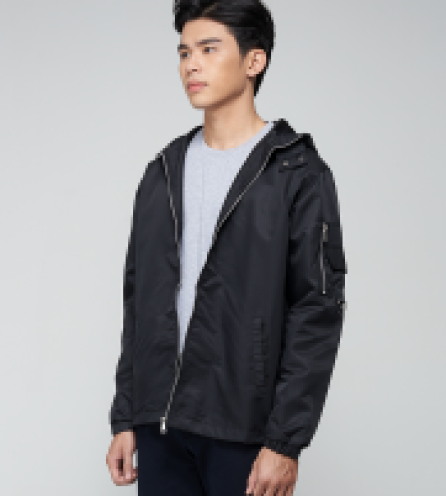 ÁO KHOÁC DÙ TAY PHỐI TÚI AK008 MÀU ĐEN