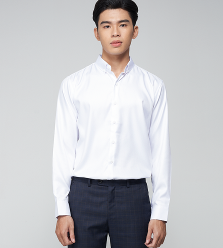 ÁO SƠ MI TRƠN NẸP LIỀN ASM023 MÀU TRẮNG