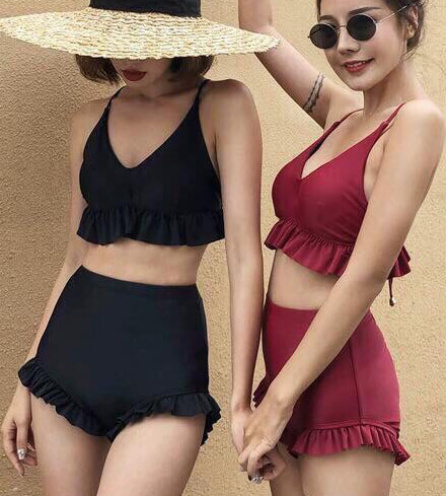 Đồ bơi 2 mảnh cạp cao nhún bèo BKN609