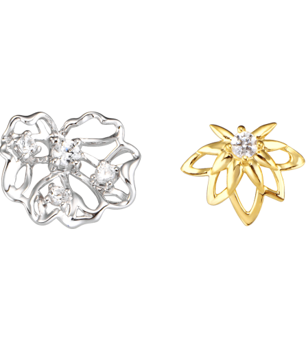 Bông tai Vàng 10K đính đá ECZ Swarovski PNJ Hoa Sen XMXMC000042
