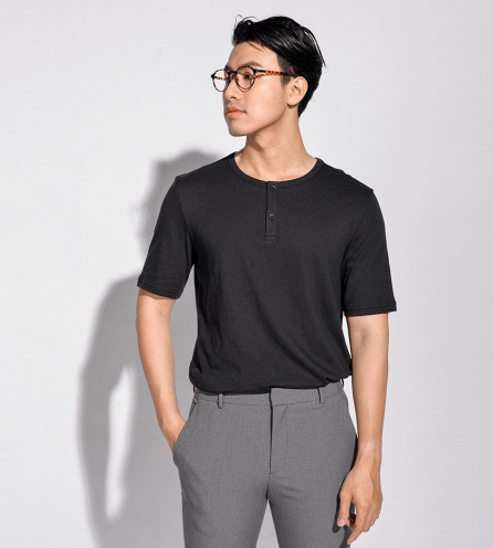Áo Thun Nam Nẹp Trụ Ngắn Tay Form Regular 10S20TSH005