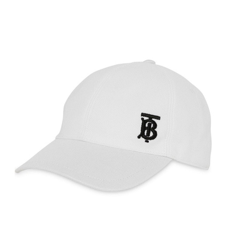 Mũ Burberry Monogram Pique Baseball Cap In White Màu Trắng