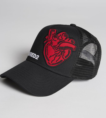 Mũ DSquared2 Bad Scout Heart Patch Baseball Cap Màu Đen