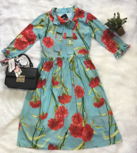 ĐẦM XÒE HỌA TIẾT BÔNG XINH XẮN - SD024