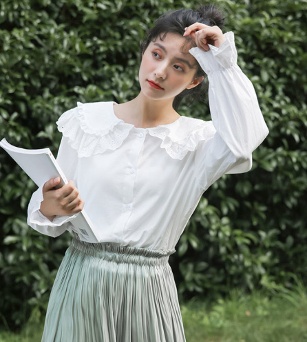 Áo Sơ Mi Nữ Cổ Sen Viền Bèo 721