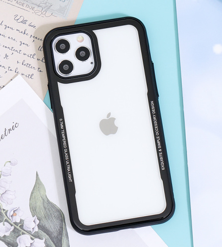 Ốp lưng iPhone 12/ 12 Pro Nhựa cứng viền dẻo Tempered Glass Word COSANO Đen