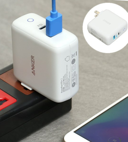 Adapter sạc 2 cổng USB 2.4A Type-C PD 3A Anker PowerPort - A2626 Trắng