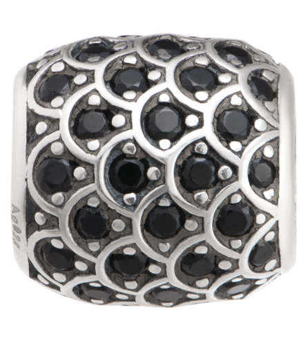 Hạt charm nam PNJSilver My Man hình trụ tròn đính hạt màu đen 0000K060157