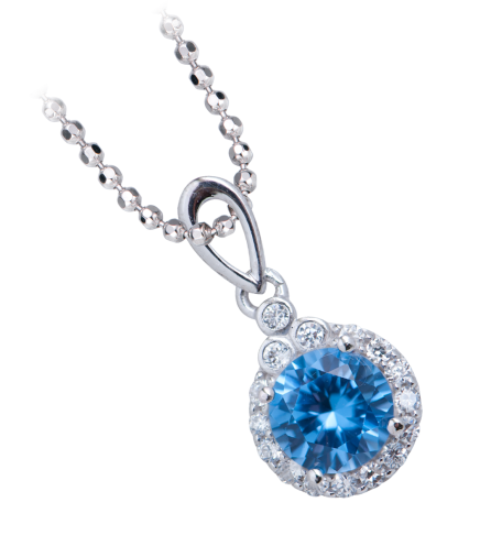 Mặt dây chuyền bạc đính đá màu xanh PNJSilver giọt nước ZTXMK000088