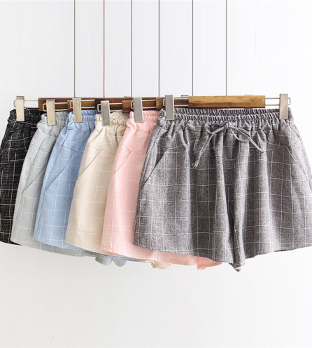 Quần Short Nữ Lưng Thun Sọc Caro 488