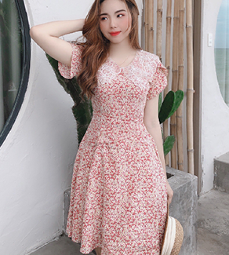 ĐẦM TIỂU THƯ HOA NHÍ TAY CON CỔ PHỐI REN - SD1330