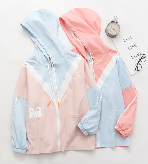 Áo Khoác Dù Nữ Họa Tiết Thỏ 986