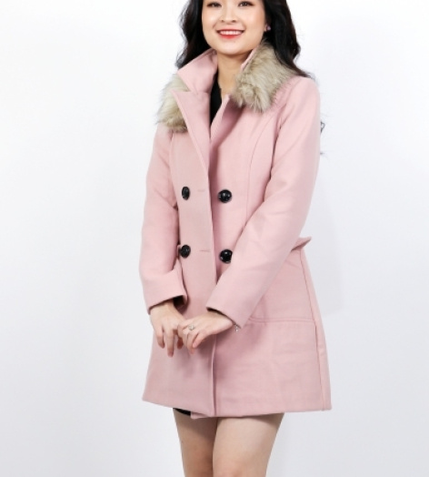 Áo khoác dạ 2 túi phối lông