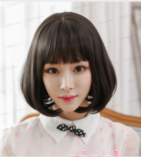 Tóc giả ngắn mái thưa W-118