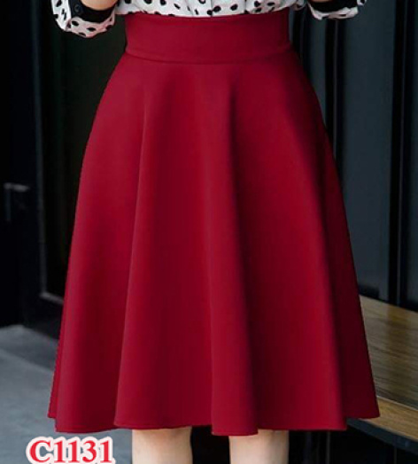 Chân váy xòe dài bản eo cao - C1131