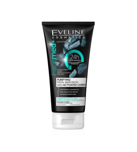 Eveline Facemed+ Purifying Facial Wash Paste with Activated Carbon – Sữa rửa mặt than hoạt tính thanh lọc da – 150ml