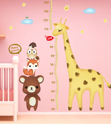 Decal Đo Chiều Cao Hươu Cao Cổ Và Những Người Bạn