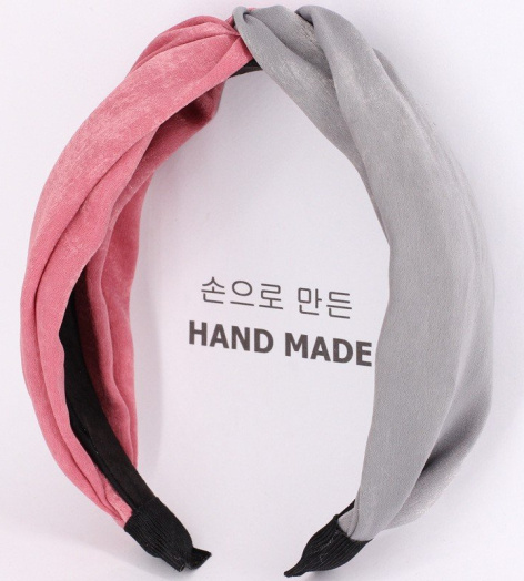 CÀI TÓC BĂNG ĐÔ THẮT NÚT VẢI NHUNG 2 MÀU HỒNG XÁM - MÃ CT622