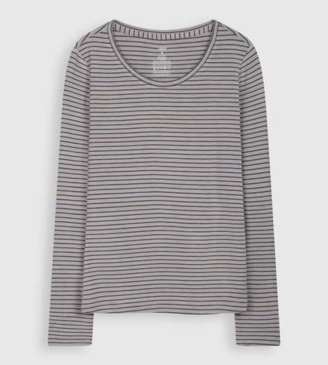 ÁO GIỮ NHIỆT NỮ CỔ TRÒN KẺ NGANG