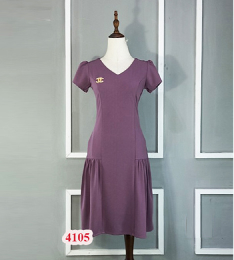 Đầm suông màu tím chân dún bèo - C4105