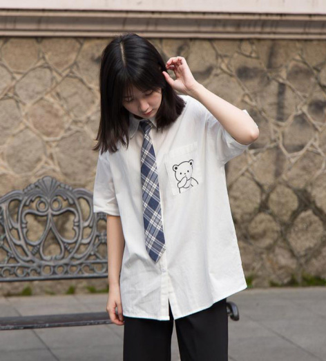 Áo Sơ Mi Tay Ngắn Cà Vạt Nhật Bản 937