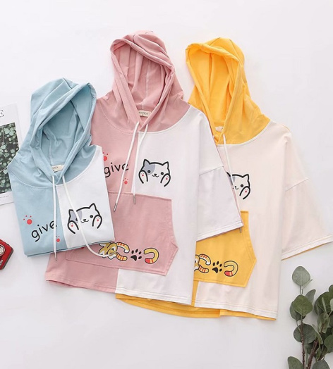 Áo Thun Hoodie Mèo GIVE K247