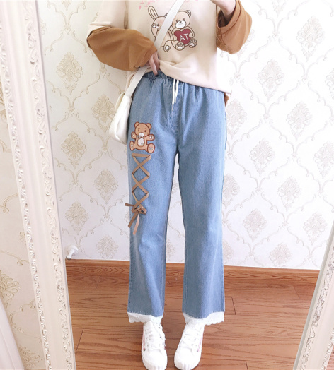 Quần Baggy Jean Nữ Gấu 679