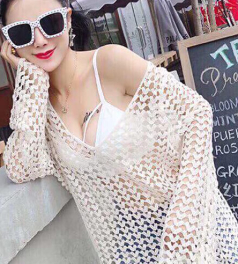 Áo lưới len cute đi biển AL94