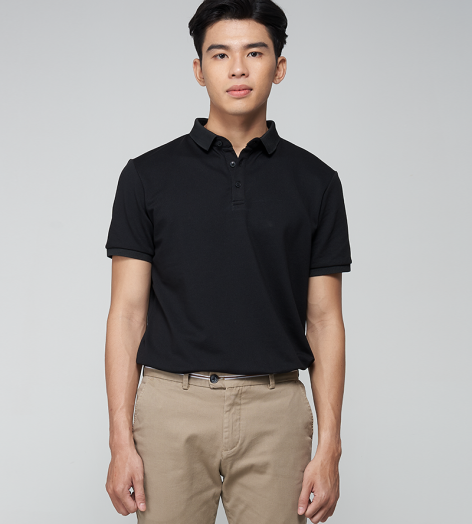 ÁO POLO TRƠN TWILL SOLID PO014 MÀU ĐEN
