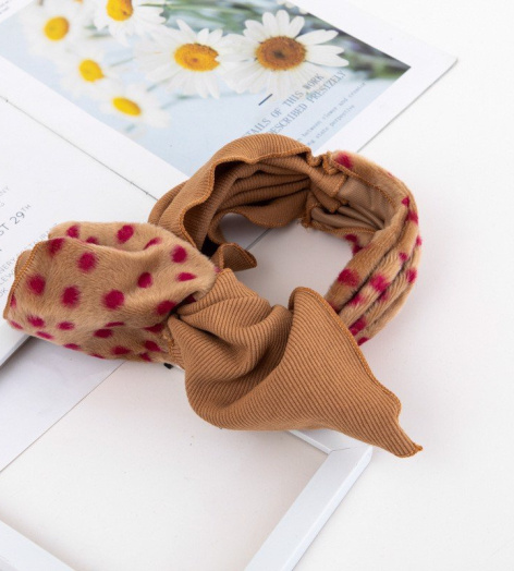 BĂNG ĐÔ TURBAN CÀI TÓC VẢI CAO CẤP THUN THẮT NƠ DA BEO CHẤM BI ĐỎ - MÃ BD506