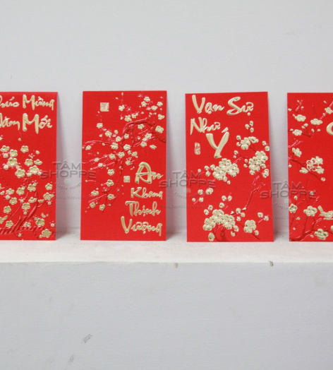 Combo 2 xấp Bao lì xì Tết Mai vàng ánh kim Lớn