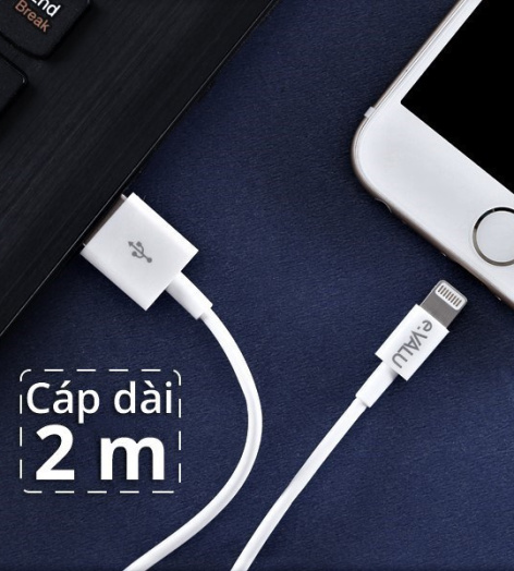 Cáp Lightning 2 m e.VALU AL01-2000 Trắng