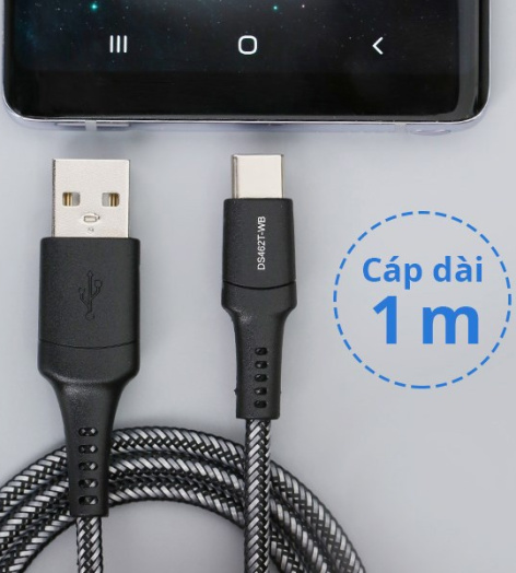 Cáp Type-C 1 m Mbest DS462T-WB Đen