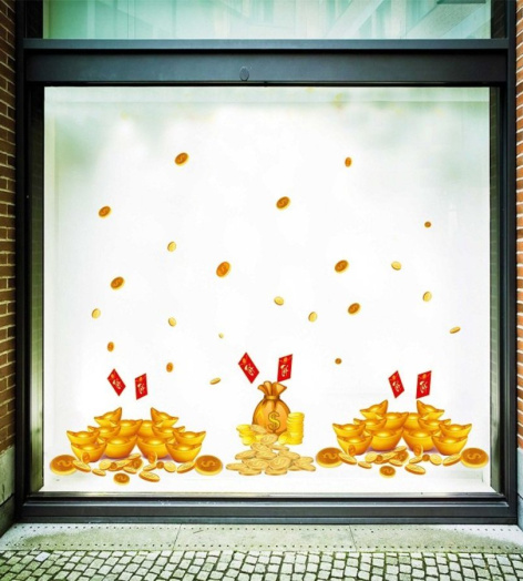 Decal Trang Trí Tết Chân Tường Tiền Vàng 3