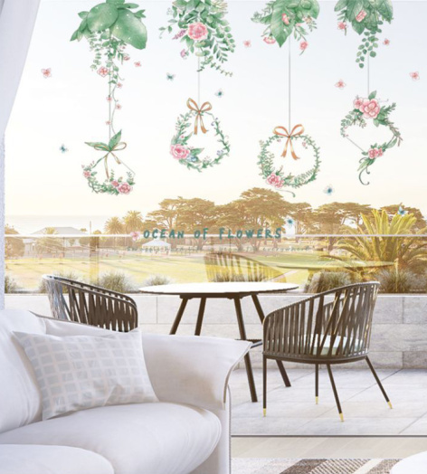 Decal Dán Tường Dây Treo Vòng Nguyệt Quế