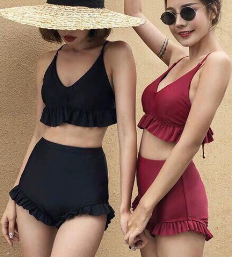 Đồ bơi 2 mảnh cạp cao nhún bèo BKN609