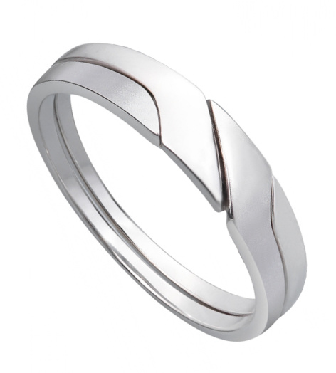 Nhẫn cưới nam Vàng trắng 10K PNJ Sánh Duyên 0000W000028