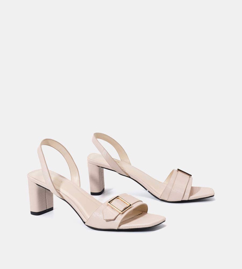 Giày Sandal Mũi Vuông Khóa Trang Trí