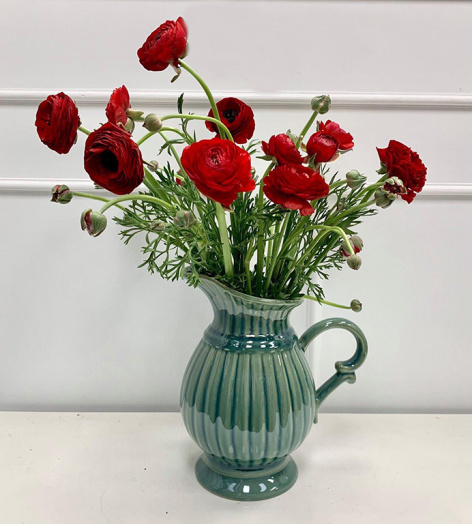 Lọ hoa Bát Tràng men hỏa biến xanh ngọc bích dáng bình sữa