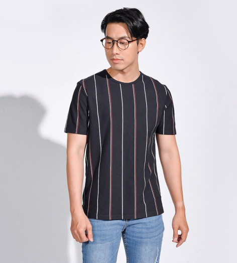 Áo Thun Nam Tay Ngắn Sọc Dọc Form Regular 10S20TSH022