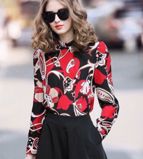 ÁO SƠ MI TAY DÀI HỌA TIẾT XINH XẮN - SA527