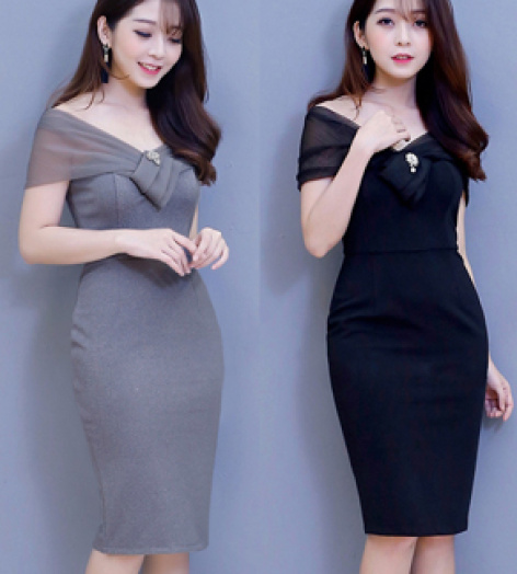 ĐẦM BODY TRỄ VAI LƯỚI ĐÍNH HỘT - SD1317