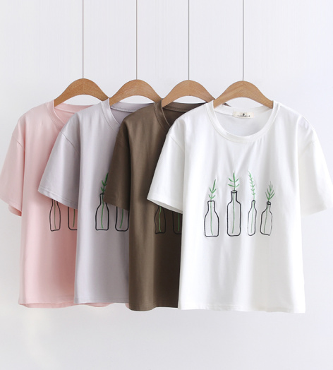 Áo Thun Nữ Thêu Lọ Hoa 804