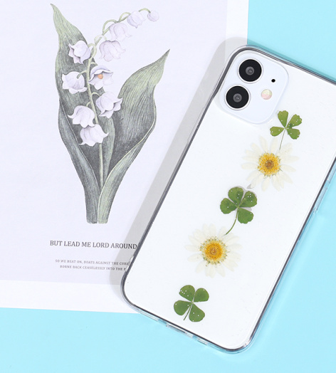 Ốp lưng iPhone 12 Mini Nhựa cứng viền dẻo Dry flower MEEKER CN200727 Cỏ bốn lá