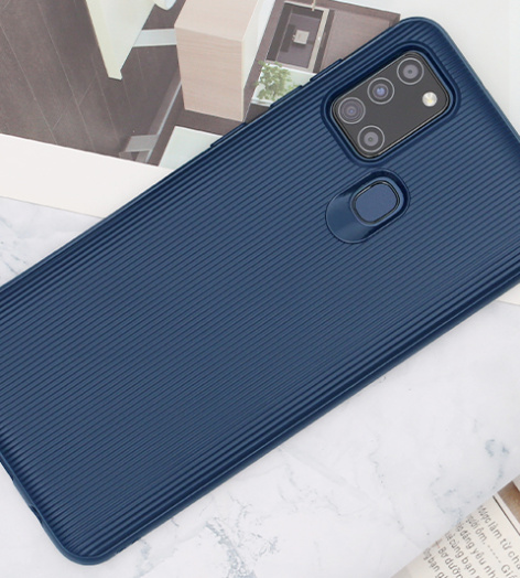 Ốp lưng Galaxy A21S nhựa dẻo Line Pattern TPU COSANO Navy